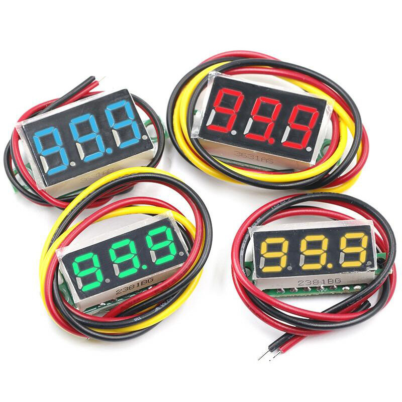1PCS Voltmeter Voltmeter LED Display Digital Panel Voltmeter Detector Monitoring Tool DC 0-100V 0.28-inch Line Miniature Voltmeter