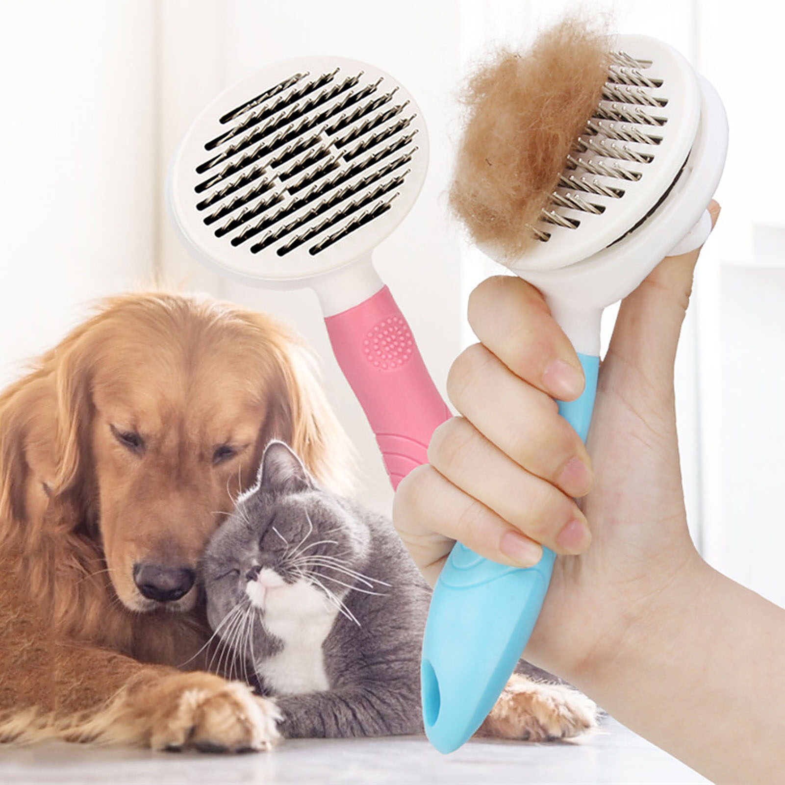 1 Chiếc Lược Chải Lông Cho Thú Cưng Bàn Chải Dụng Cụ Vệ Sinh Tẩy Lông Có Tay Cầm Dài, Cho Chó Mèo Chó Con Mèo Con