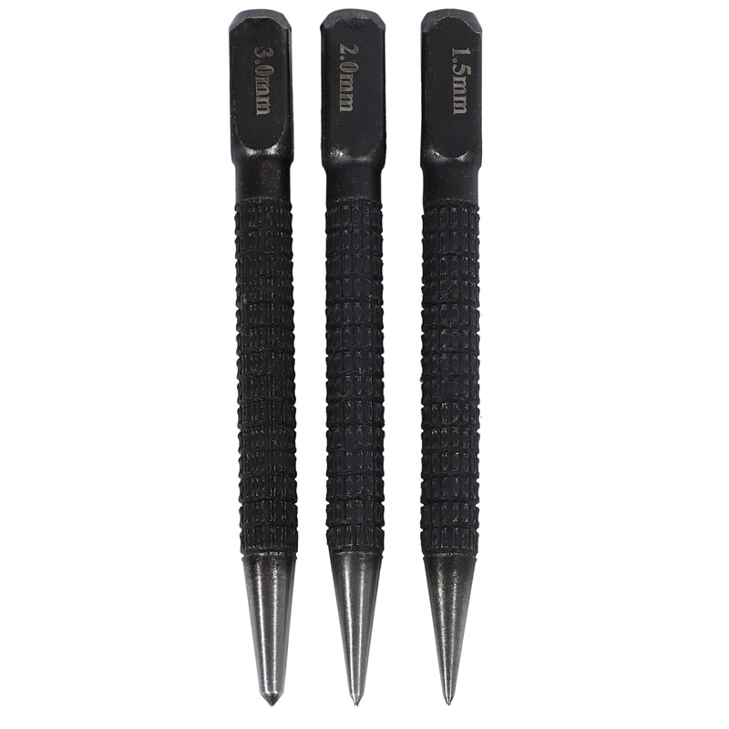 3pcs Highcarbon Steel Center Punch Set 10cm Non Slip Center Punch For
