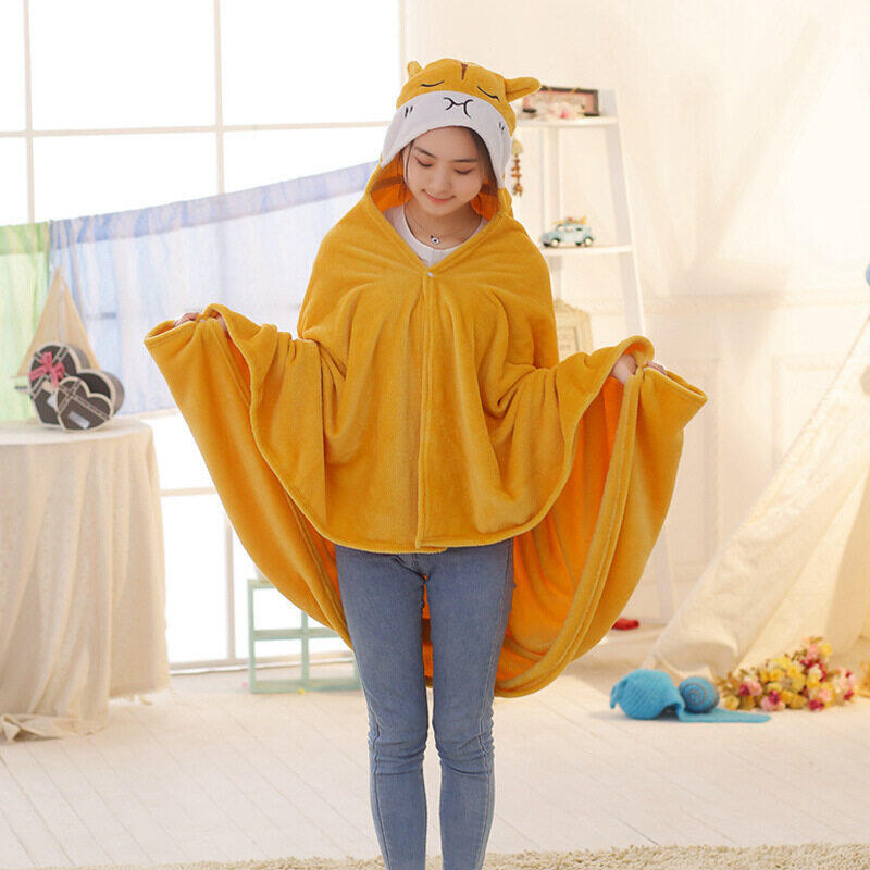 Anime Blankets Pikachu Kumamoto Hooded Shawl Blankets Adult Stitch Totoro Cosplay Cloak Fleece Bathrobe Nightgown Lazy Man Shawl Home Cloak