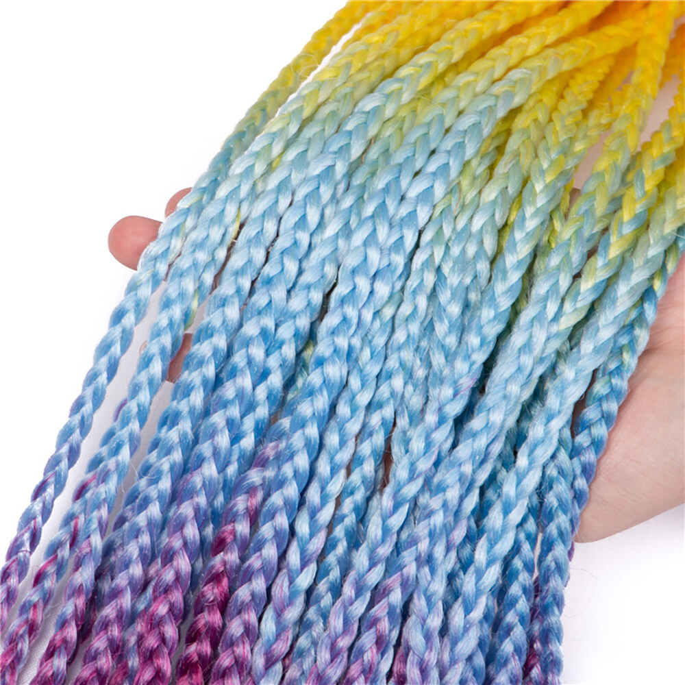 HUAII Thời trang Gradient màu tóc Mũ nón màu Twist Headdress Tóc giả bẩn Mở rộng tóc giả Phụ kiện trang sức tóc Tóc đuôi ngựa bện