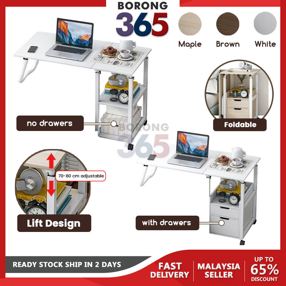 Borong365 2 In 1 Foldable Table + Rack Movable Trolley Rack Cabinet ...