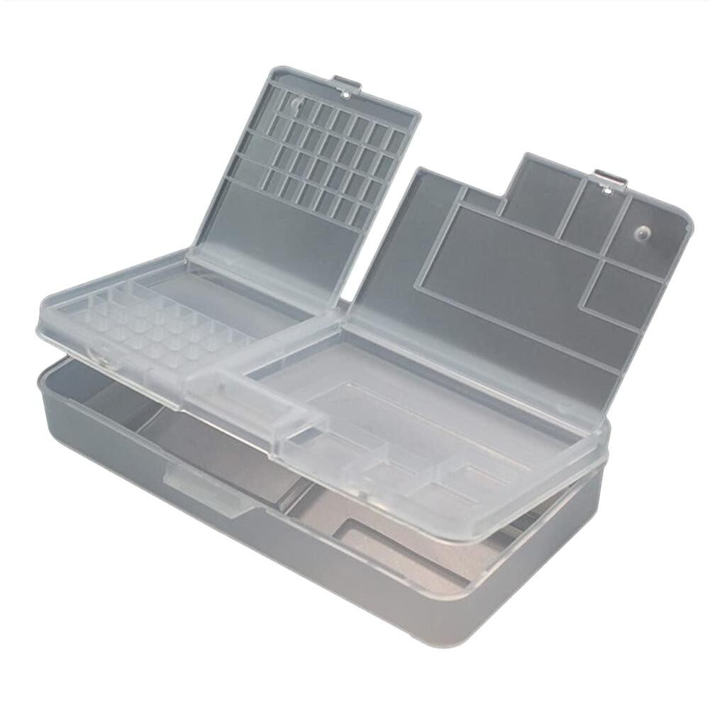 2Pcs Transparent Rectangle Plastic Storage Box Screw Holder Case Organizer Container Tool Box
