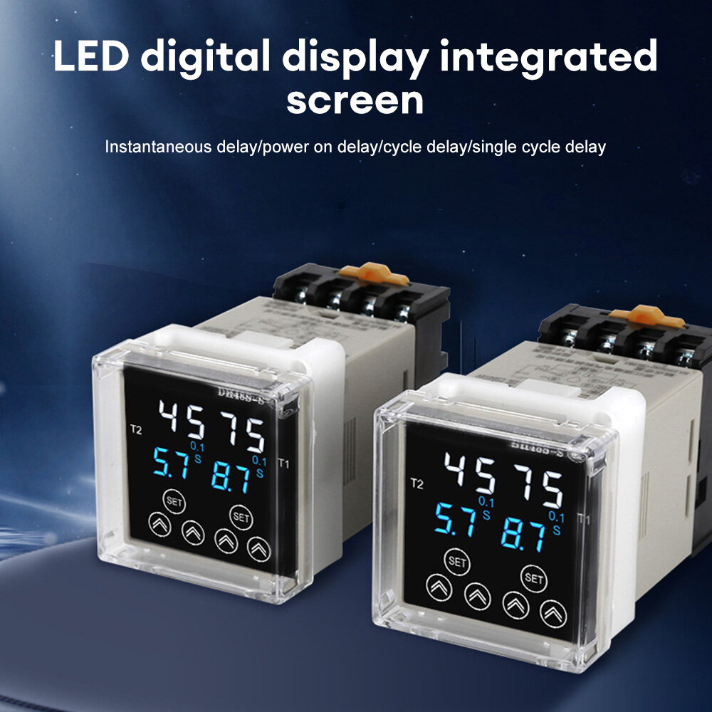 Diymore DH48S-S 0.1S-99h 8 pin có thể điều chỉnh độ trễ thời gian Rơle hẹn giờ và PF083A-E Relay cơ sở 12V 24VDC 220VAC