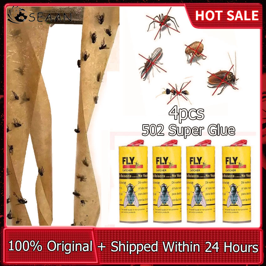4 Pieces/Pack Of Sticky Fly Roll Tape Mouse Glue Double-Sided Fly Paper 502 Insect House Glue Fly Trap Mosquito Trap Mosquito Killer