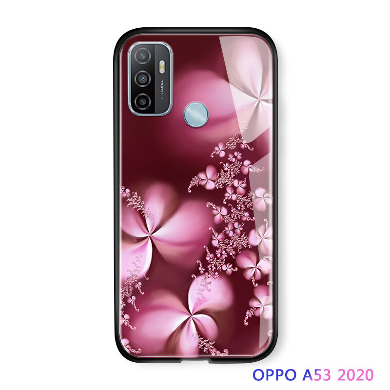 ucuc Phone case For OPPO A53 2020 Case OPPO A33 2020 case casing Fashion Women Ladies Lilac Flower Shockproof Tempered Glass Cover Case