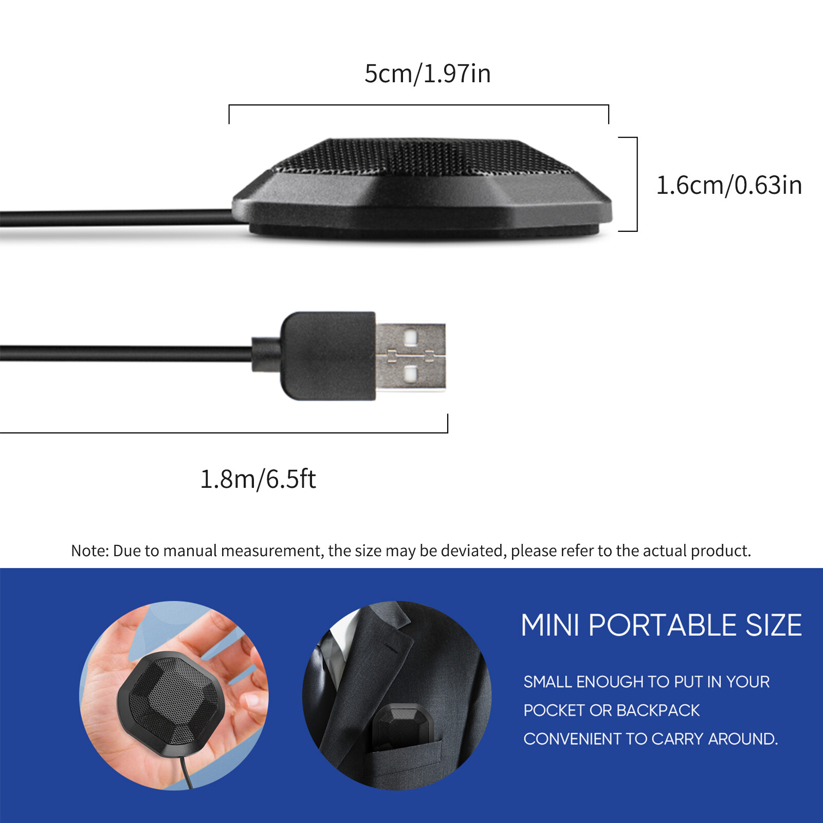 KKmoon Micro Hội Nghị Cắm USB/3.5Mm Tiện Dụng Micro Máy Tính Điện Dung Đa Hướng 360 ° Mic Máy Tính Có Cảm Ứng Tắt Tiếng Cắm Và Phát Tương Thích Với Windows MacOS Cho Máy Tính Xách Tay Trò Chuyện Video Trò Chuyện Trò Chơi Ghi Âm Trực Tuyến Skype
