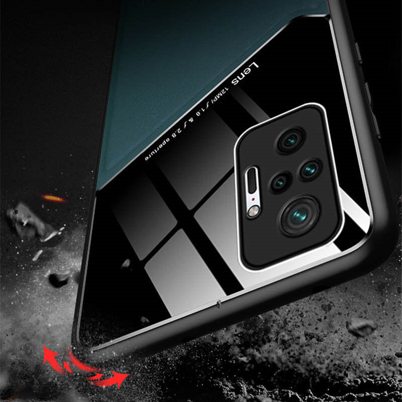 ROAZIC Dành Cho Xiaomi Redmi Note 10 Note 10 Pro Note 10 Pro Max Note 9 Note 9S Note 9 Pro Ốp Điện Thoại Vỏ Thủy Tinh Từ Tính Kết Cấu Da, Ốp Lưng Chống Sốc Cạnh Mềm