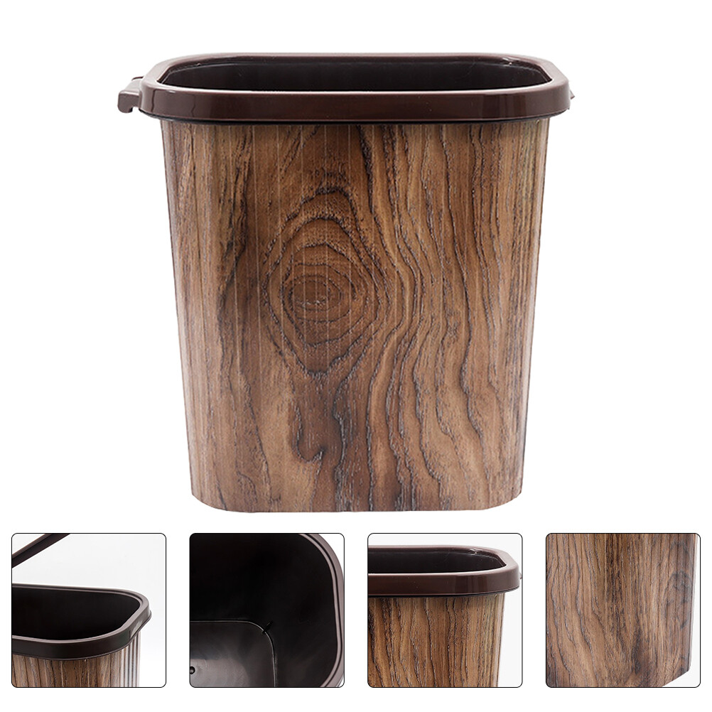 1Pc Home Emulation Simple Trash Can Large Capacity Waste Bin with Pressure Ring