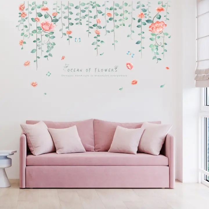 Flower Vine Flower Flower Sea Wall Sticker Living Room Bedroom Wall Background Decoration Sticker Removable Decorationliving Room Wall Decor Wallpaper Sticker For Bedroom Lazada Ph