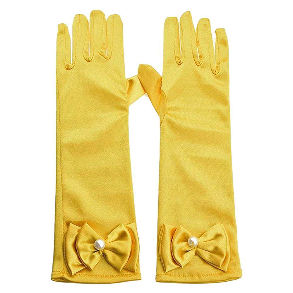 satin yellow gloves