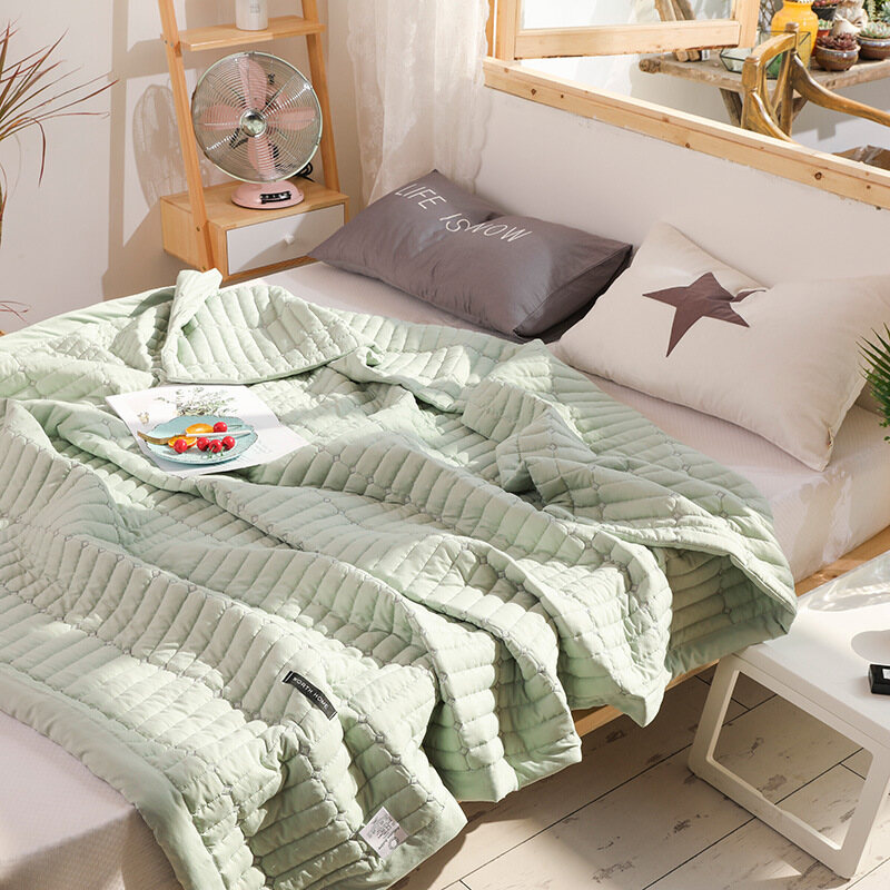 Macaron Solid Color Bedspread Soft Summer Comforter Quilts Washable Bed Quilt Air Conditioned Quilt Duvet Adults Summer Quilt