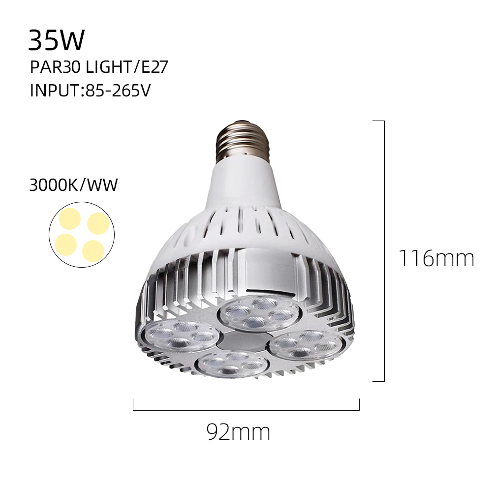 Par30 led light 35w 40w par30 bulb e27 track light osram chip led bulb bright market led spotlight 3000k/4000k/6000k led lamp energy saving eye protection clothing shopping mall lights home studio led lighting