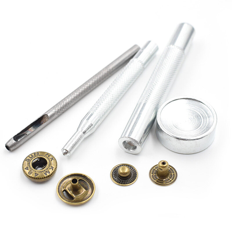 Pzcf 30 Bộ Nút Trang Trí Quần Jean Nút Bấm Đinh Tán 15Mm + Dụng Cụ Lắp Đặt Thủ Công Nút Kim Loại Đóng Hộp Phụ Kiện Tự Làm