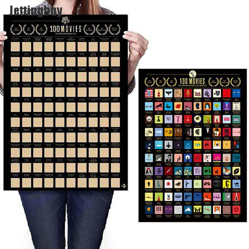 [Jettingbuy] 100 Movies Scratch Off Film Poster Wallpapers Wall Decorate For Movie Lovers