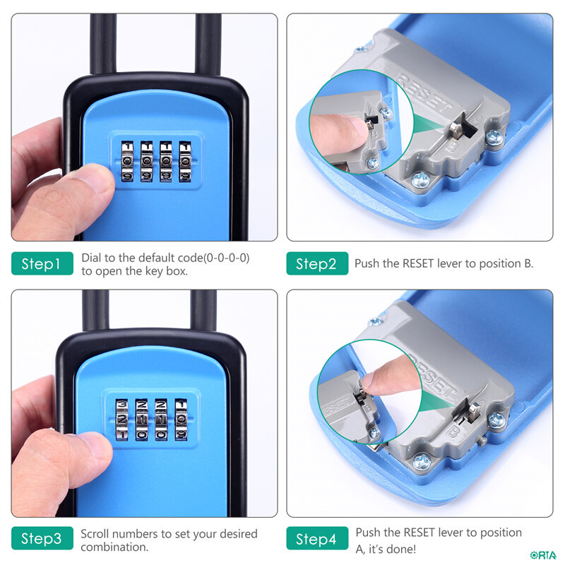 Bộ Lưu Trữ Khóa Oria Hộp Có Khóa, 4 Tổ Hợp Số Hộp Có Khóa Treo Tường, Khóa An Toàn Lưu Trữ An Ninh, Dung Lượng 5 Phím Cho Lưu Trữ Chìa Khóa Nhà Combo Tủ Khóa Cửa 3.66 Inch