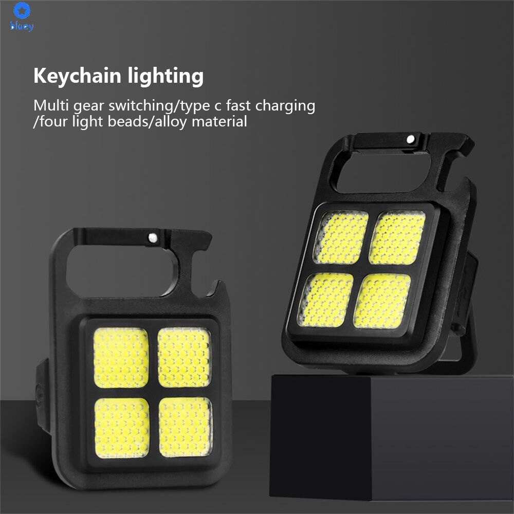 Flashlight Usb Rechargeable Torch Light Keychain Led Working Lamp Highlight Cob Light Outdoor Camping Lighting Light