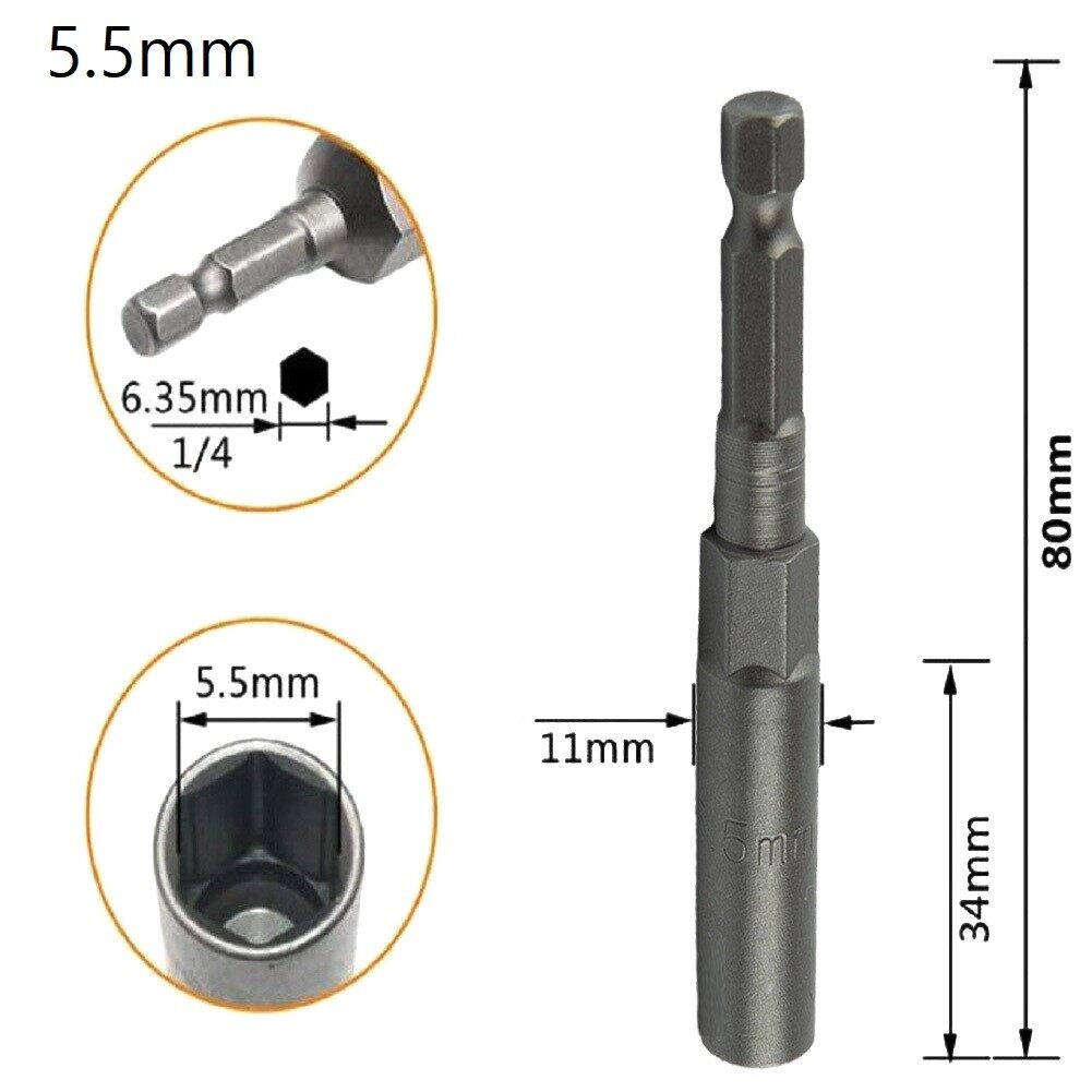 Strong Nut Driver Setter Socket Adapter Hex Drill Bit Torque