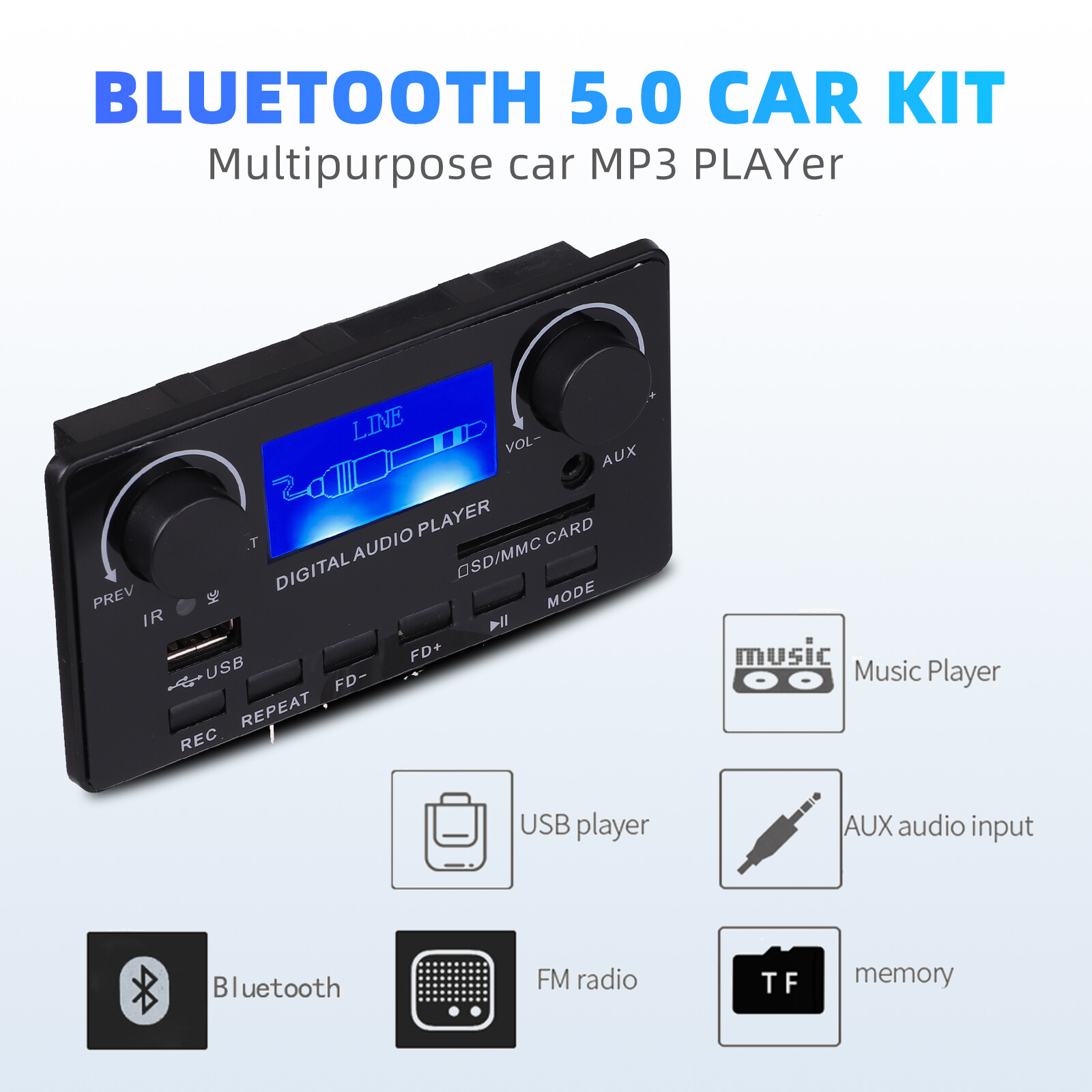 KEBETEME Bo Mạch Giải Mã MP3 LCD DC 12V Bộ Thu Âm Thanh DAC Bluetooth 5.0 Bộ Giải Mã APE FLAC Hỗ Trợ Màn Hình Lời Bài Hát Radio Ghi Âm Rảnh Tay