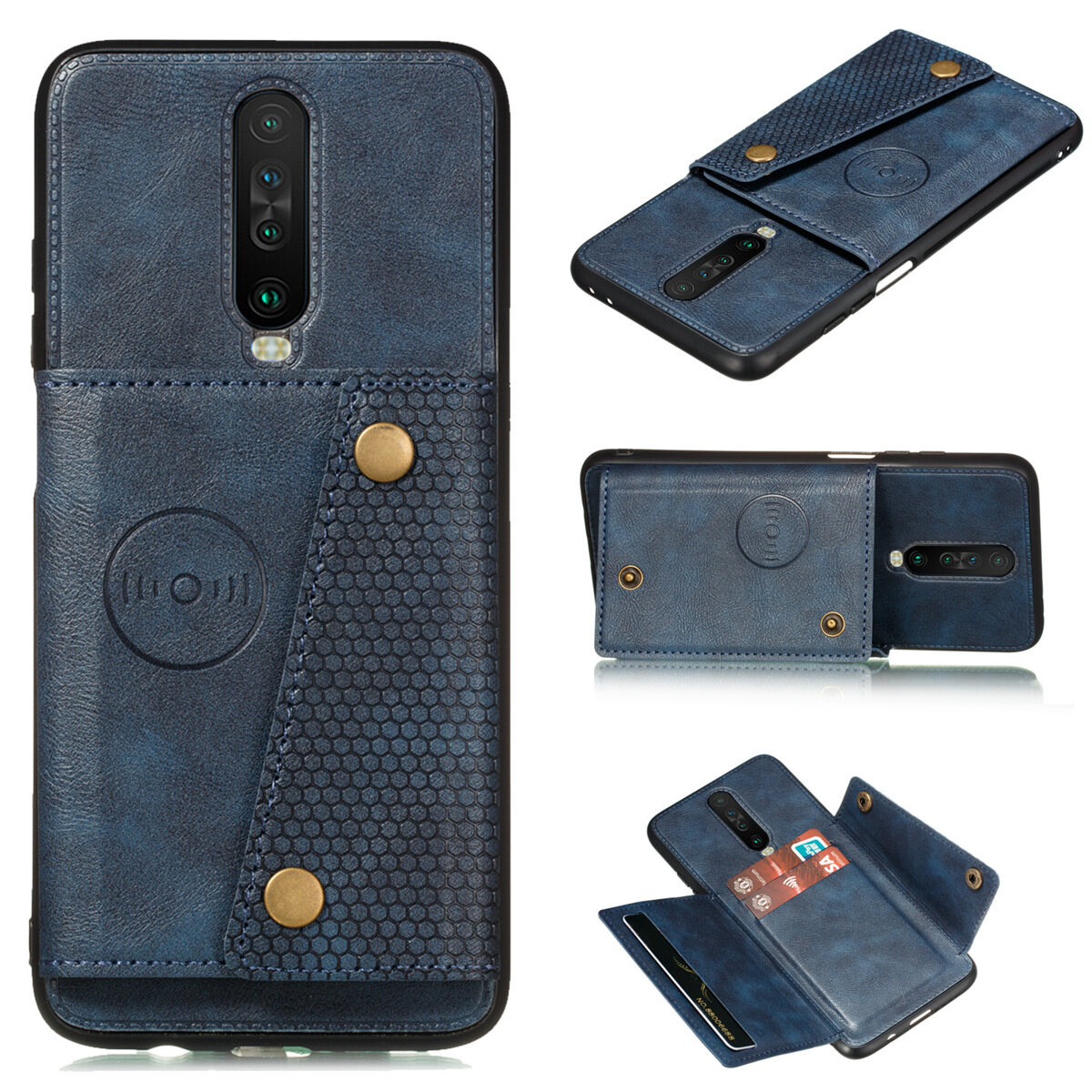 Cho Redmi K30 Pro Da Trường Hợp Nhiều Folio lật Bìa Wallet Trở Lại Trường Hợp Shell, Có Thể Làm Việc Với gắn trên xe hơi, Ẩn thẻ tín dụng ID Khe Cắm Chủ, Retro nút kim loại Clasp, Đứng Hỗ Trợ