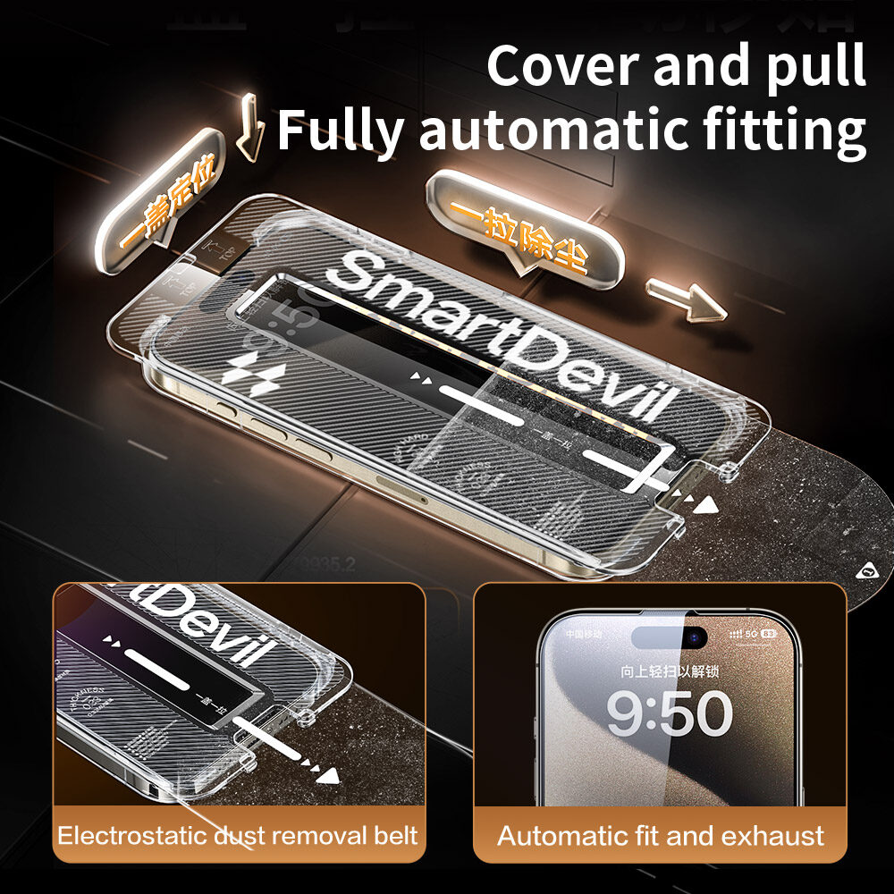 Smartdevil Corning Tempered miếng dán film thủy tinh Đối Với iPhone 15 Pro Max iPhone 15 Plus iPhone 16 Pro Max 14 Pro Max 14 Plus 13 Pro Max 12 iPhone 16e 17e Phim Bảo Hiểm Đầy Đủ Miếng dán màn hình chống nhìn trộm chống ánh sáng xanh chống bụi Phim Với