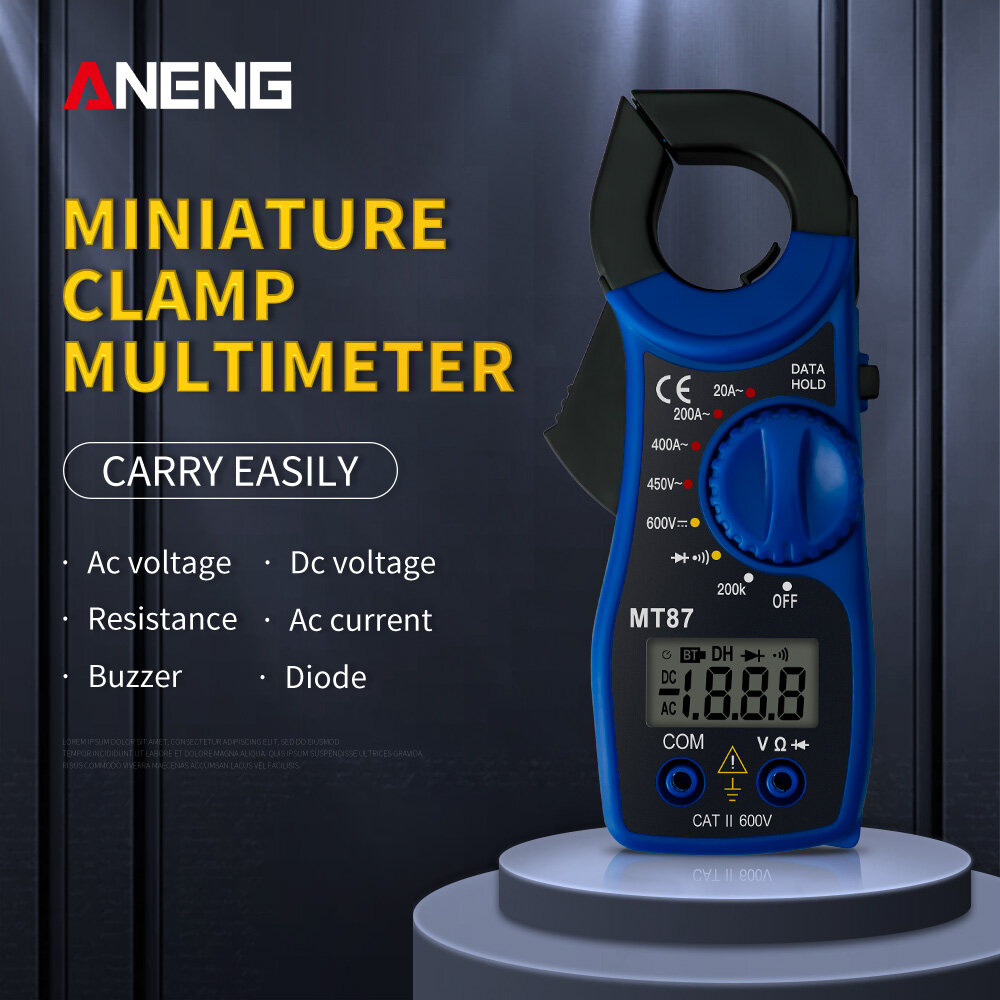 HT Professional Portable Mt87 Digital Clamp Meter Multimeter Dc Ac Voltage Current Tongs Resistance Amp Ohm Tester Electronic