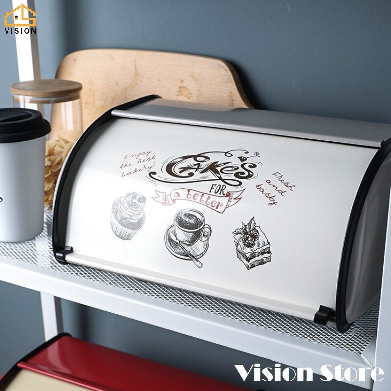 Hộp Đựng Bánh Mì Cổ Điển Tầm Nhìn, Hộp Đựng Bánh Mì Lật Cổ Điển Nông Thôn Hộp Đựng Bánh Mì Nhà Bếp Có Nắp Cuộn Hộp Đựng Đồ Ăn Nhẹ Bánh Quy Để Bàn Chống Bụi