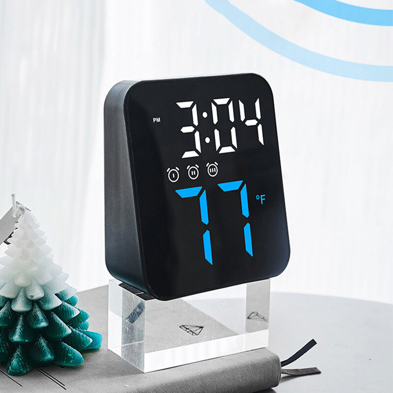 Electronic clock Creative temperature clock simple LED three sets of alarm clock porch wall clock multi-scene practical clock