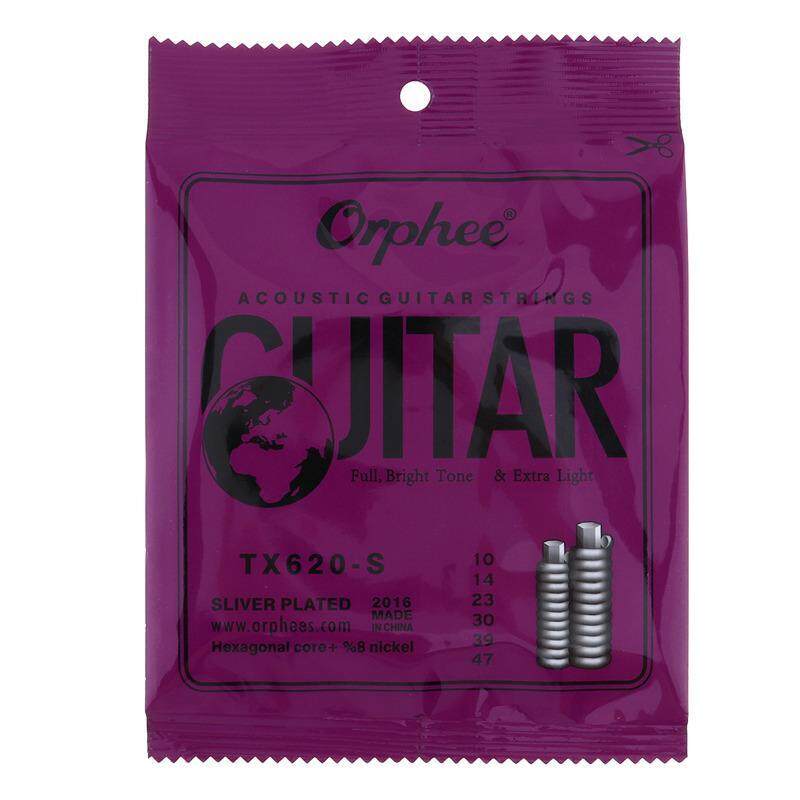 Orphee 6pcs/set Acoustic Guitar Strings Special Silver Plated Anti-Rust Hexagonal core+8% Nickel Extra Light TX620-S Malaysia