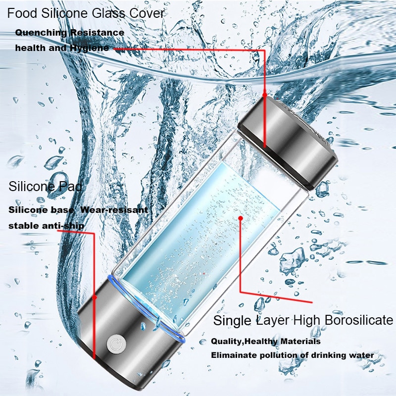 420ML Portable Hydrogen Generator Water Filter Ionizer Pure H2 Rich Hydrogen Alkaline Bottle Electrolysis Drink Hydrogen