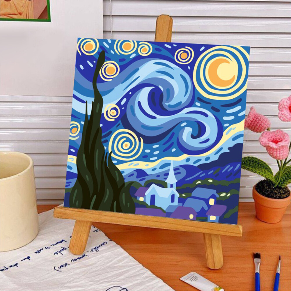 ORFON 20×20cm with frame paint by number scenery diy painting by numbers 油画填色diy 数字填色