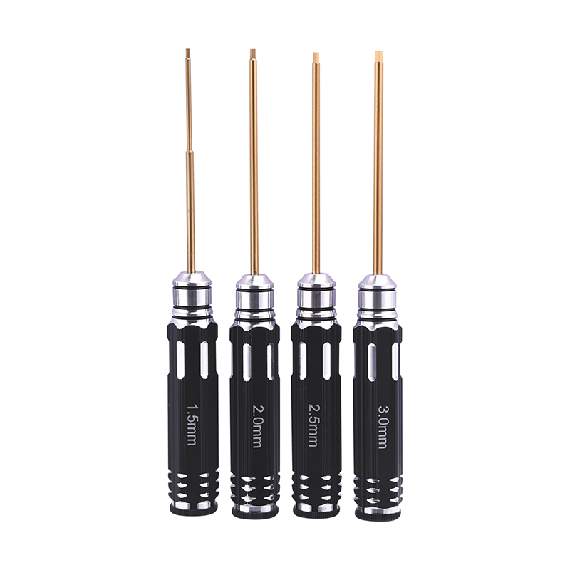 4Pcs/set Titanium Plating 1.5mm 2mm 2.5mm 3mm Hexagon Screwdriver Screw Driver Tool Kit for RC Model Car Boat Airplane
