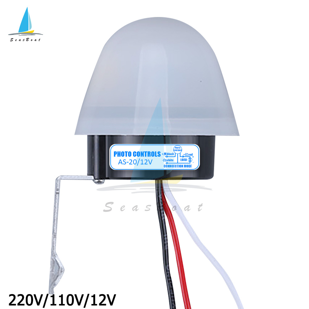 SeasBoat Công tắc cảm biến đèn đường SEASBOAT quang điện tự động tắt nguồn 12V 110V 220V DC AC 220V 10A chống thấm nước-INTL