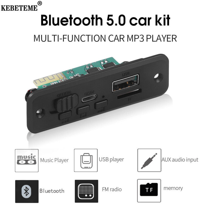 Bảng giá Đầu phát âm thanh kebeteme 6W, Bộ khuếch đại + BT 5.0 + ghi âm, máy nghe nhạc MP3 DC 5V, Mạch Giải Mã không dây Bluetooth v5.0 WMA, cổng USB TF Radio FM, đầu vào Aux Audio DC 5V cho ô tô, gia đình