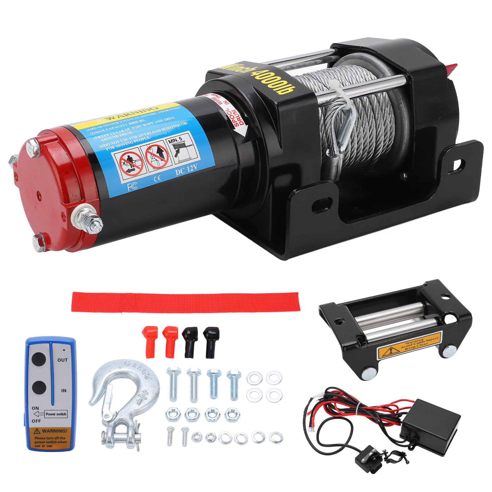 Electric Winch Kit 4000LB 12V Wireless Remote Control Towing Winch For