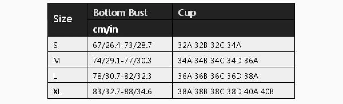 34c bust size in cm