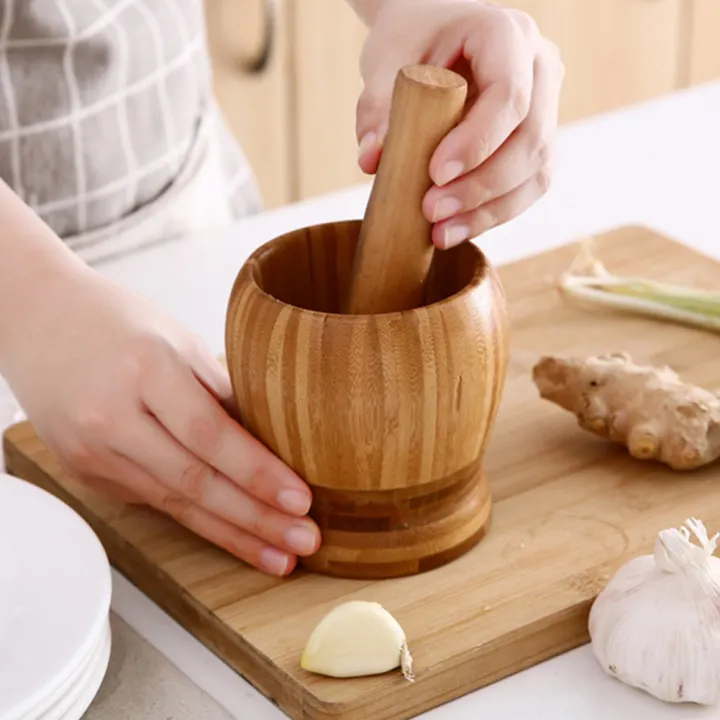 wooden garlic masher