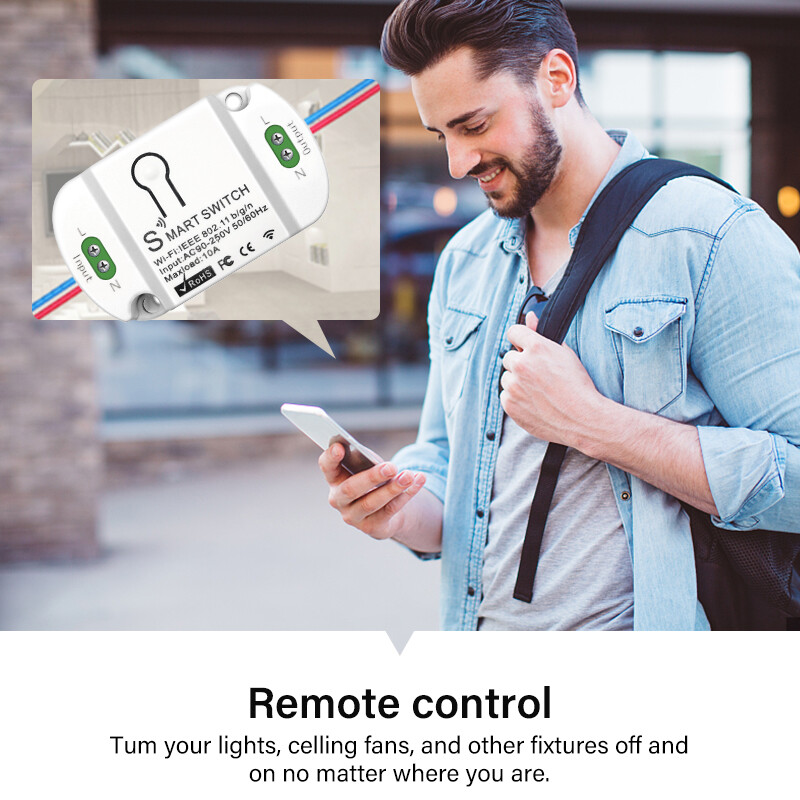 【Elesky】eWeLink Công Tắc Thông Minh Mini WiFi + Bluetooth + 2.4G Mô-đun Công Tắc Thông Minh Điều Khiển Từ Xa Điều Khiển Bằng Giọng Nói Hoạt Động Với Alexa Goo Gle Home Alice