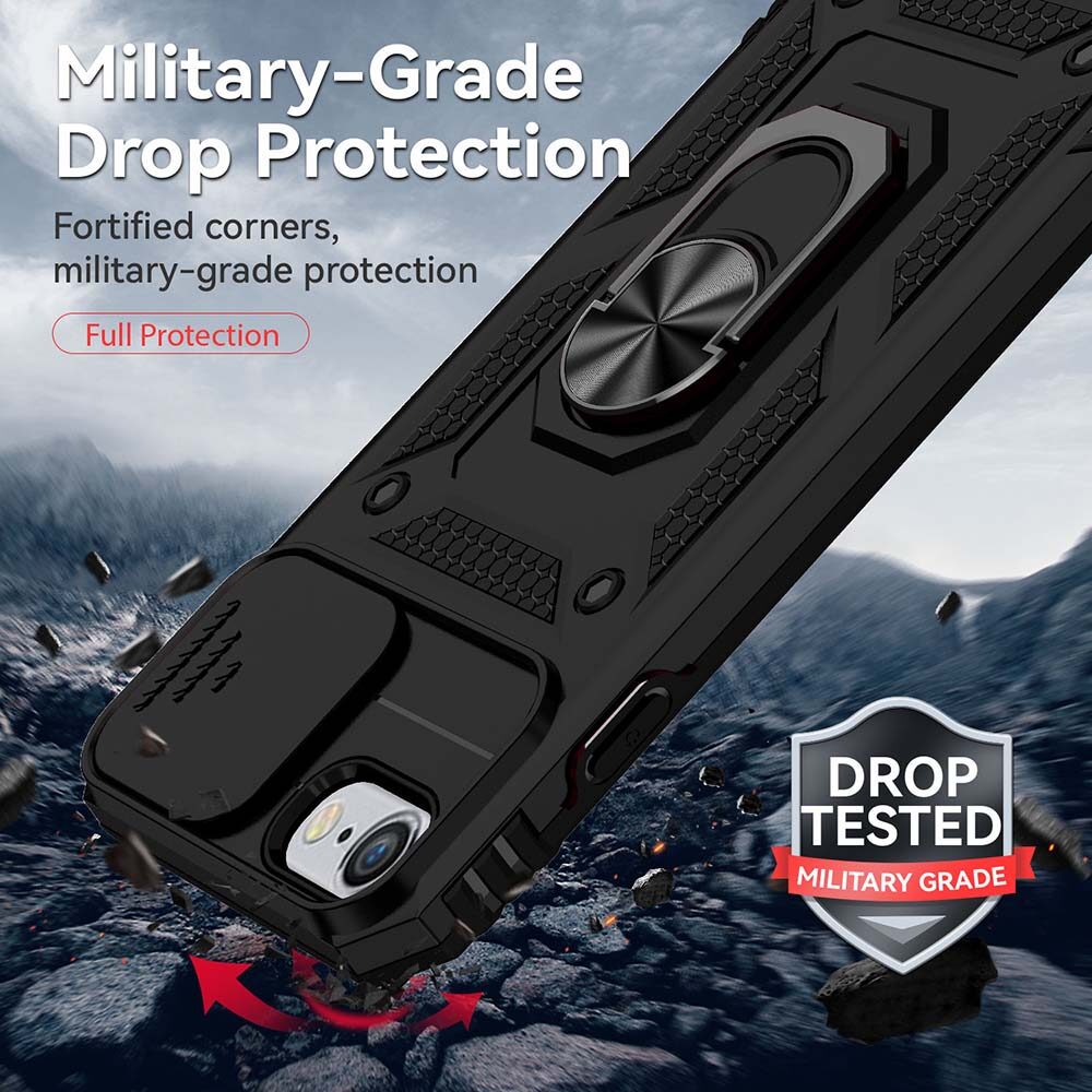 For iPhone 6/7/8/SE 2020/SE 2022 Phone Case,Sergeant Push Window Protection Camera Armor Ring Bracket Back Cover