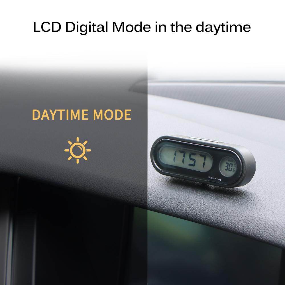 Car Mini Electronic Clock Time Watch Auto Dashboard Clocks Luminous Black Digital Display Car Accessories Car Dashboard Clock 2-in-1 Function with Double-sided Sticker