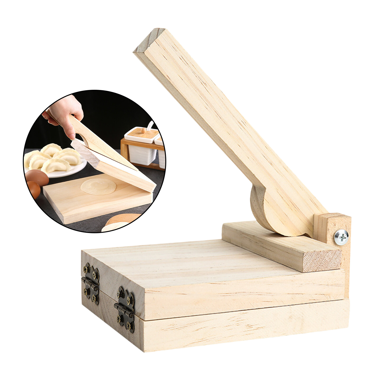 Blesiya Wooden Tortilla Paste Press Manual Dumpling Presser Pizza Maker Baking