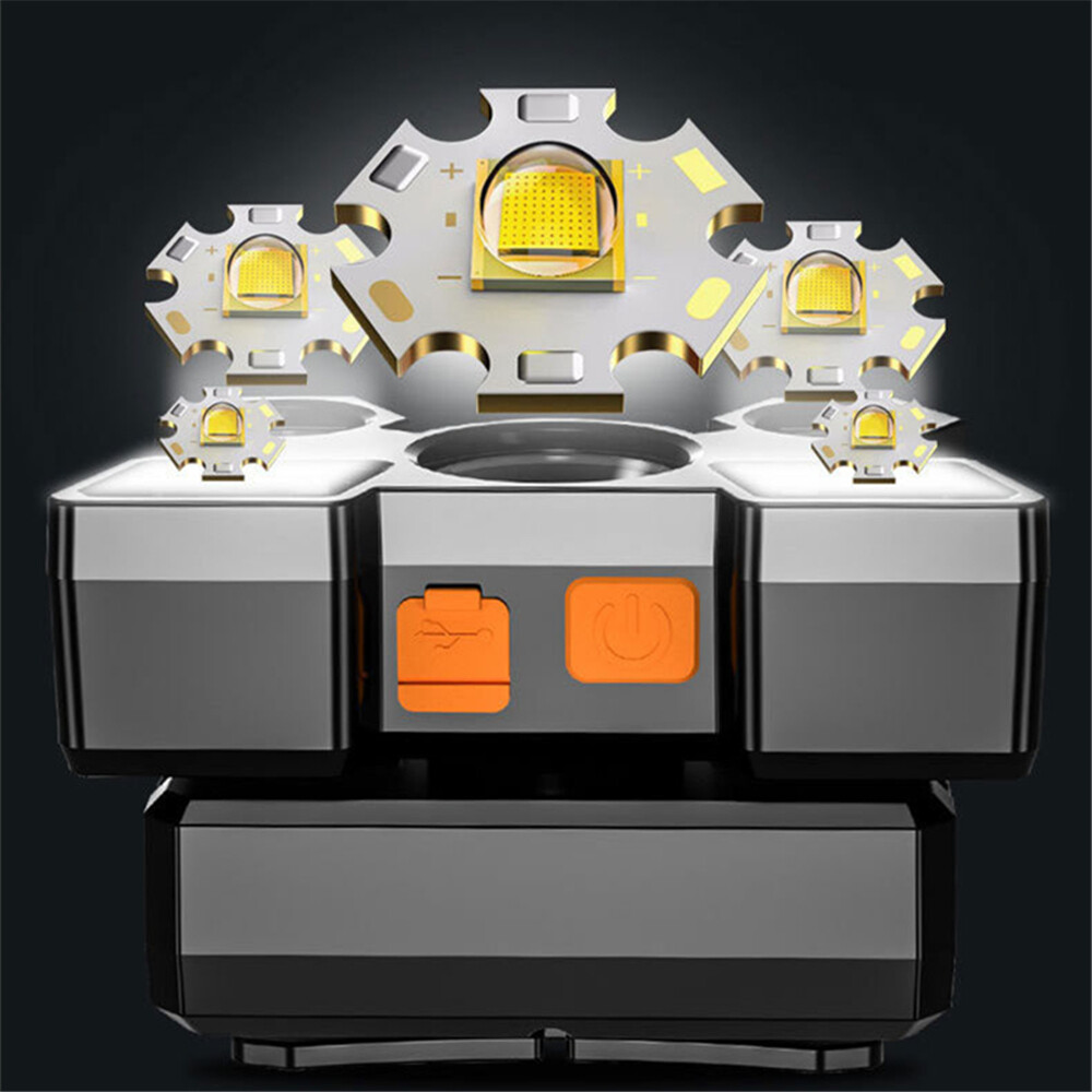 【Original new product】original 5 LED headlight, IPX4 warning function portable outdoor waterproof USB 4 modes flashlight camping lamp powerful flashlight