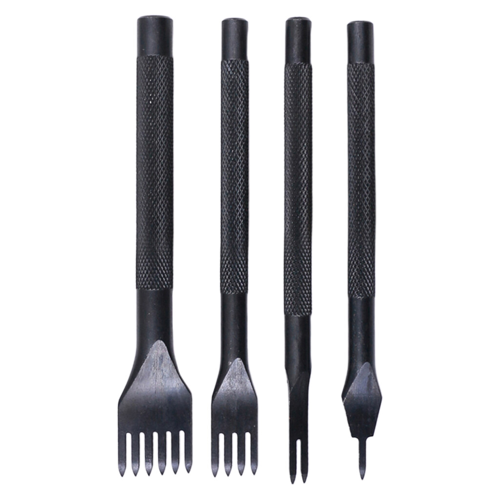 Baoblaze 4pcs Steel 3mm Leather Hole Punches Stitching Punch Tool 1 2 4 6 Prong