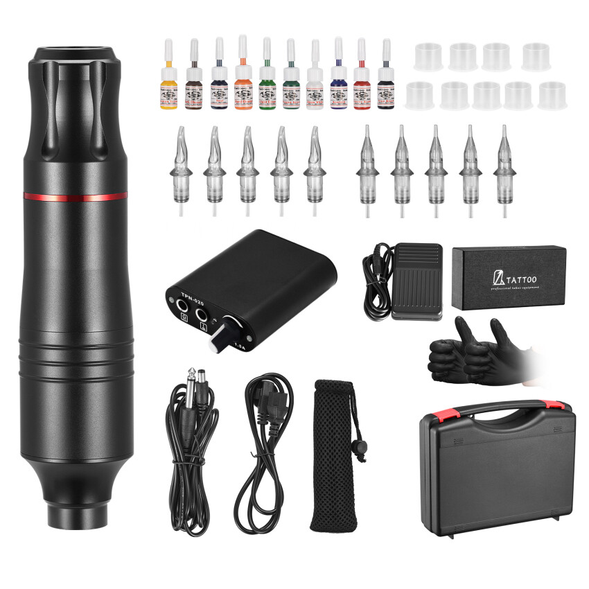 Anself Tattoo Kit Rotary Tattoo Machine Pen Need-les Tattoo Ink Power Supply Tattoo Foot Pedal For Tattoo Beginners