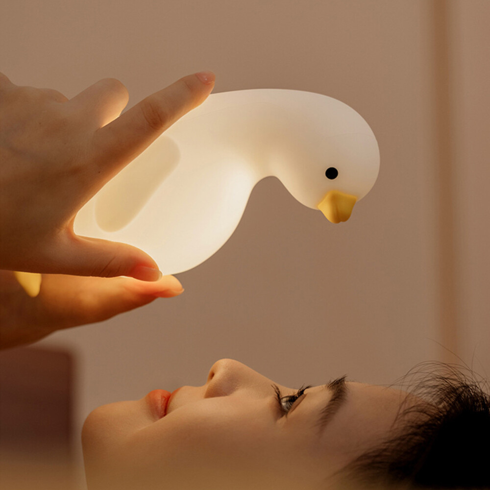 New Cute LED Lying Duck Silicone Nightlight USB Charging Bedside Bedroom and Sleeping Nightlight with Sleeping Table Lamp Birthday Gift