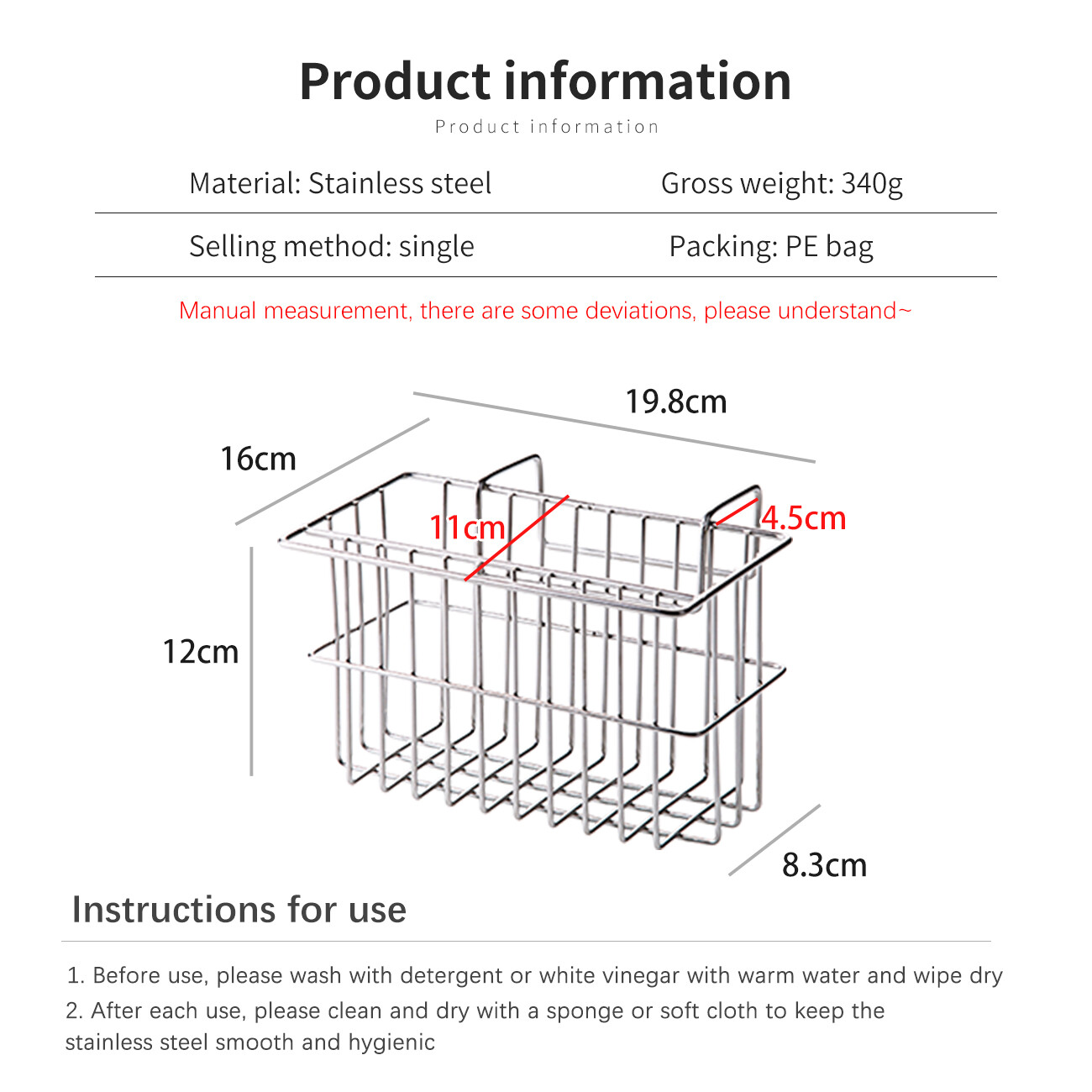 CNMF PP Desktop High-Capacity Durable Drain Wipe Storage Shelf Kitchen