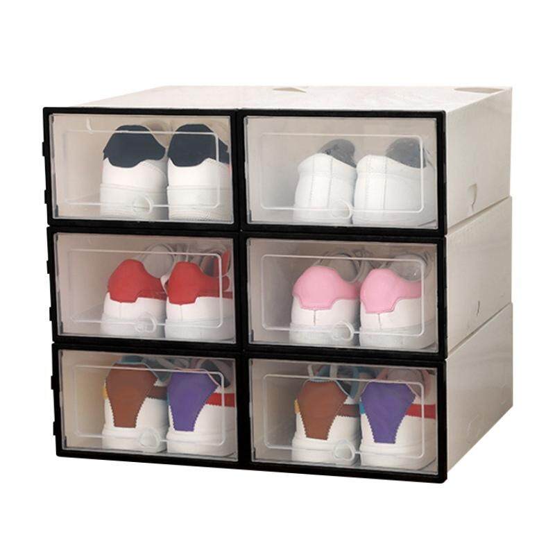 Miyahome Diy Clear Plastic Shoe Boxes Stackable Folding Shoe