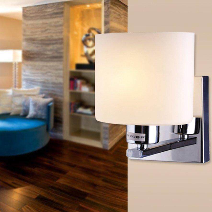 [[Flash SALE] Mới Kính Trắng Hình Chrome Đèn Đèn Sconce Chiếu Sáng Hành Lang