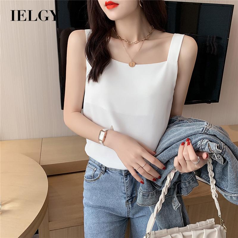 IELGY Inner wear Suspenders Slim fit Vest Bottoming Top Square collar Loose Solid color Outer wear