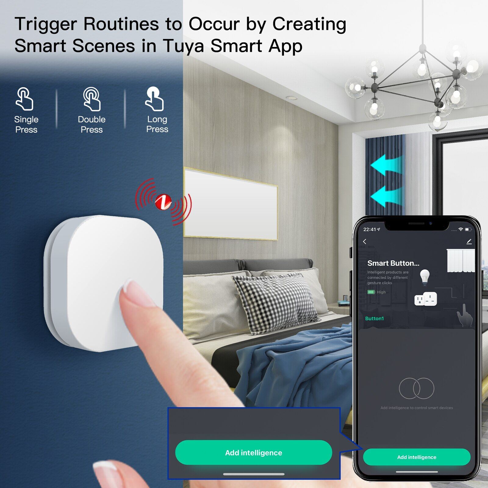 【COD】Tuya ZigBee Smart Key Switch Wireless Remote Control Key Controller Multi-scene Linkage Smart Switch Battery Powered Automation